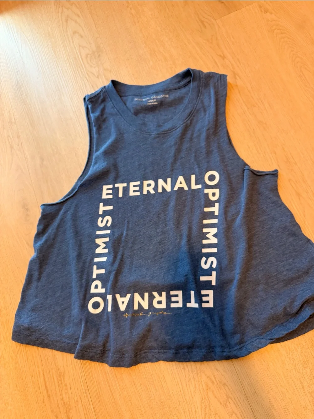 Blue spiritual gangster “eternal optimist” tank size med - Picture 1 of 2